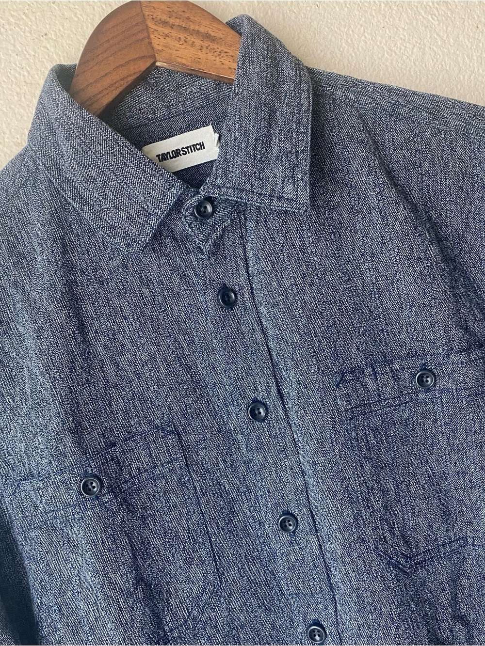 Taylor Stitch Utility Shirt Men M (40) Rinsed Indigo Worker Cowboy Button Up